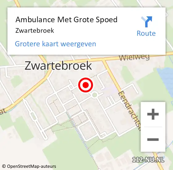 Locatie op kaart van de 112 melding: Ambulance Met Grote Spoed Naar Zwartebroek op 21 augustus 2023 21:42