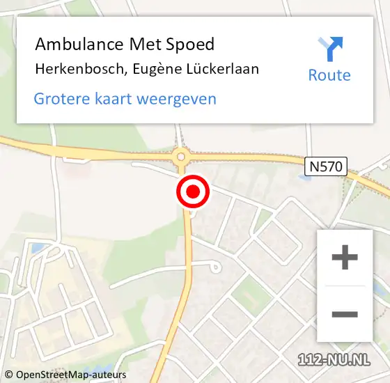 Locatie op kaart van de 112 melding: Ambulance Met Spoed Naar Herkenbosch, Eugène Lückerlaan op 21 augustus 2023 21:56