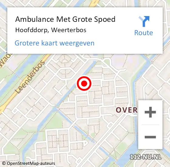 Locatie op kaart van de 112 melding: Ambulance Met Grote Spoed Naar Hoofddorp, Weerterbos op 21 augustus 2023 22:14