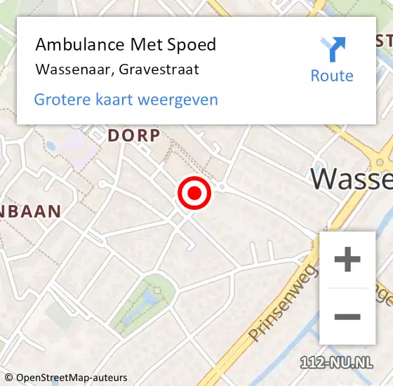 Locatie op kaart van de 112 melding: Ambulance Met Spoed Naar Wassenaar, Gravestraat op 21 augustus 2023 22:22