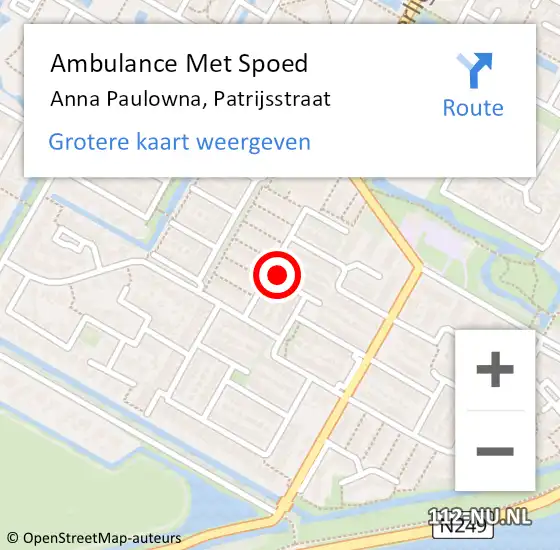 Locatie op kaart van de 112 melding: Ambulance Met Spoed Naar Anna Paulowna, Patrijsstraat op 21 augustus 2023 22:32