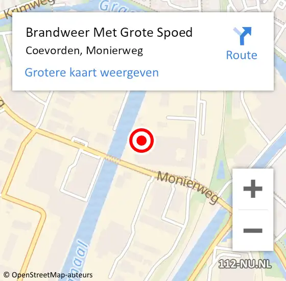 Locatie op kaart van de 112 melding: Brandweer Met Grote Spoed Naar Coevorden, Monierweg op 21 augustus 2023 22:39