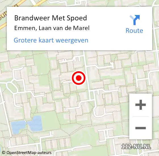 Locatie op kaart van de 112 melding: Brandweer Met Spoed Naar Emmen, Laan van de Marel op 21 augustus 2023 23:32