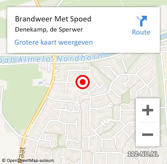 Locatie op kaart van de 112 melding: Brandweer Met Spoed Naar Denekamp, de Sperwer op 22 augustus 2023 00:01