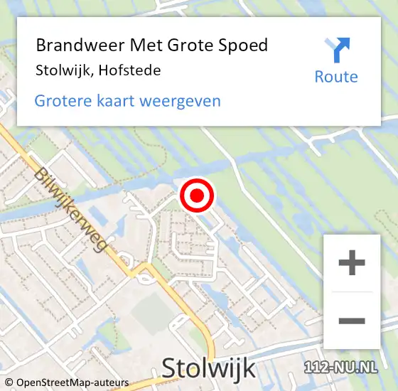 Locatie op kaart van de 112 melding: Brandweer Met Grote Spoed Naar Stolwijk, Hofstede op 22 augustus 2023 00:12