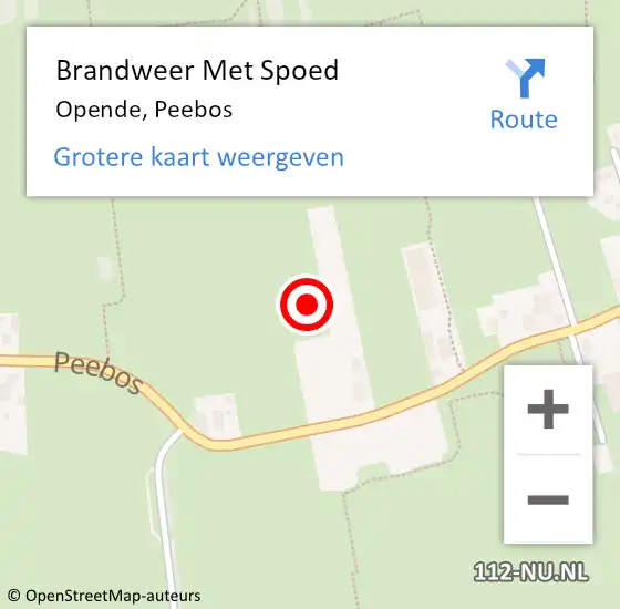 Locatie op kaart van de 112 melding: Brandweer Met Spoed Naar Opende, Peebos op 22 augustus 2023 00:33