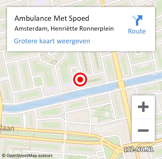 Locatie op kaart van de 112 melding: Ambulance Met Spoed Naar Amsterdam, Henriëtte Ronnerplein op 22 augustus 2023 00:36