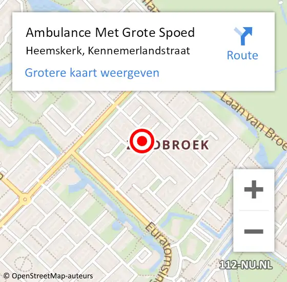 Locatie op kaart van de 112 melding: Ambulance Met Grote Spoed Naar Heemskerk, Kennemerlandstraat op 22 augustus 2023 01:27