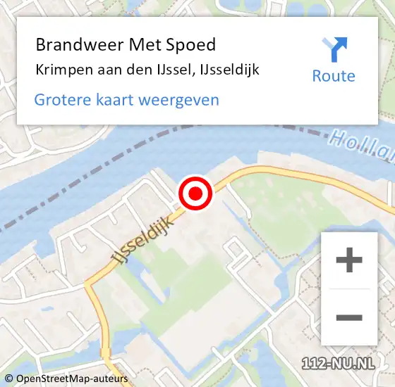 Locatie op kaart van de 112 melding: Brandweer Met Spoed Naar Krimpen aan den IJssel, IJsseldijk op 22 augustus 2023 01:32