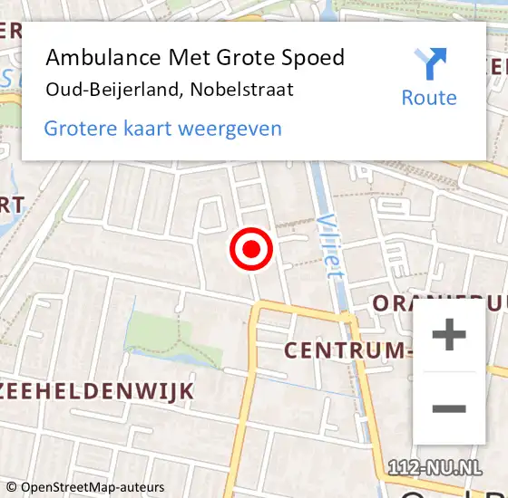 Locatie op kaart van de 112 melding: Ambulance Met Grote Spoed Naar Oud-Beijerland, Nobelstraat op 22 augustus 2023 04:29