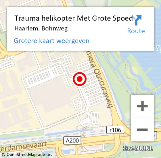 Locatie op kaart van de 112 melding: Trauma helikopter Met Grote Spoed Naar Haarlem, Bohnweg op 22 augustus 2023 06:59