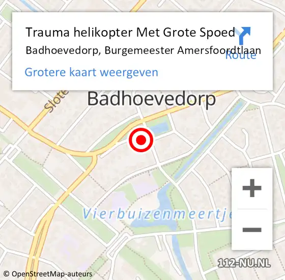 Locatie op kaart van de 112 melding: Trauma helikopter Met Grote Spoed Naar Badhoevedorp, Burgemeester Amersfoordtlaan op 22 augustus 2023 07:12