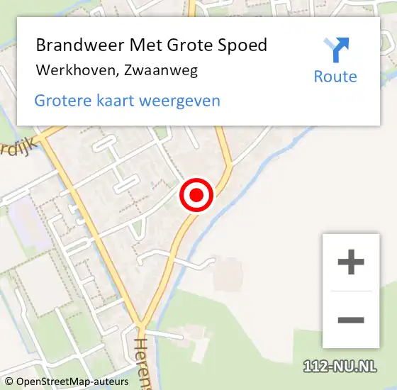 Locatie op kaart van de 112 melding: Brandweer Met Grote Spoed Naar Werkhoven, Zwaanweg op 22 augustus 2023 07:12