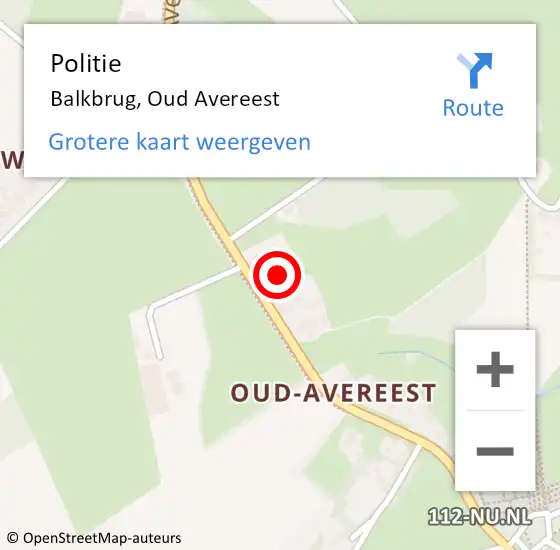 Locatie op kaart van de 112 melding: Politie Balkbrug, Oud Avereest op 22 augustus 2023 07:13