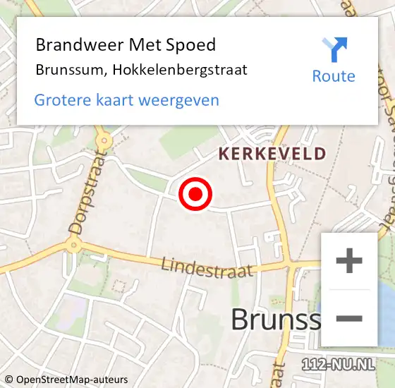 Locatie op kaart van de 112 melding: Brandweer Met Spoed Naar Brunssum, Hokkelenbergstraat op 22 augustus 2023 07:25