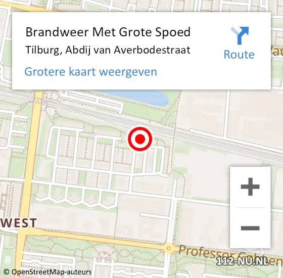 Locatie op kaart van de 112 melding: Brandweer Met Grote Spoed Naar Tilburg, Abdij van Averbodestraat op 22 augustus 2023 07:28