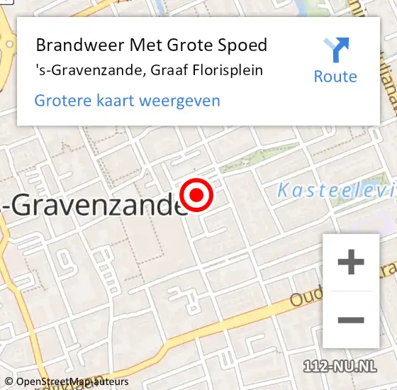 Locatie op kaart van de 112 melding: Brandweer Met Grote Spoed Naar 's-Gravenzande, Graaf Florisplein op 22 augustus 2023 07:29