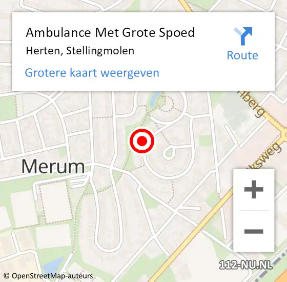 Locatie op kaart van de 112 melding: Ambulance Met Grote Spoed Naar Herten, Stellingmolen op 22 augustus 2023 08:10