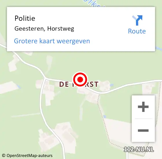 Locatie op kaart van de 112 melding: Politie Geesteren, Horstweg op 22 augustus 2023 08:20