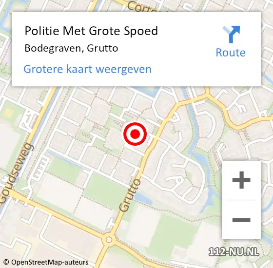 Locatie op kaart van de 112 melding: Politie Met Grote Spoed Naar Bodegraven, Grutto op 22 augustus 2023 08:51