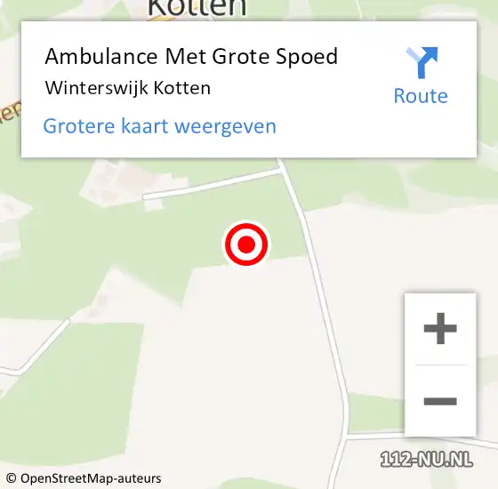 Locatie op kaart van de 112 melding: Ambulance Met Grote Spoed Naar Winterswijk Kotten op 22 augustus 2023 09:07
