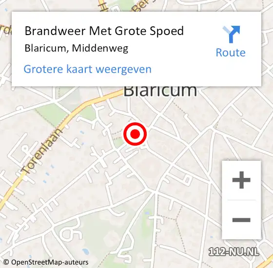 Locatie op kaart van de 112 melding: Brandweer Met Grote Spoed Naar Blaricum, Middenweg op 22 augustus 2023 09:08