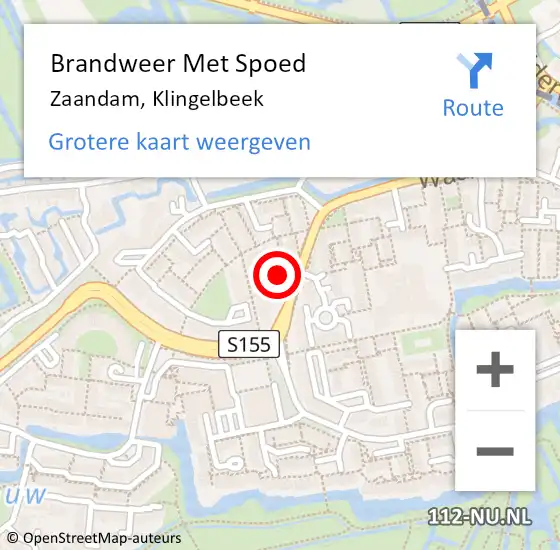 Locatie op kaart van de 112 melding: Brandweer Met Spoed Naar Zaandam, Klingelbeek op 22 augustus 2023 09:16