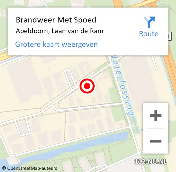 Locatie op kaart van de 112 melding: Brandweer Met Spoed Naar Apeldoorn, Laan van de Ram op 22 augustus 2023 09:23