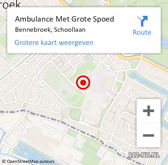 Locatie op kaart van de 112 melding: Ambulance Met Grote Spoed Naar Bennebroek, Schoollaan op 22 augustus 2023 10:05