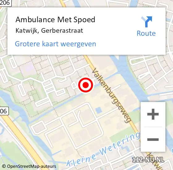 Locatie op kaart van de 112 melding: Ambulance Met Spoed Naar Katwijk, Gerberastraat op 22 augustus 2023 10:23