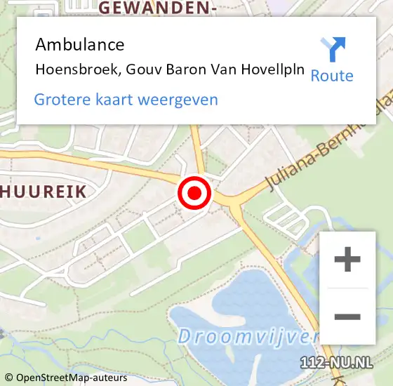 Locatie op kaart van de 112 melding: Ambulance Hoensbroek, Gouv Baron Van Hovellpln op 5 september 2014 14:16