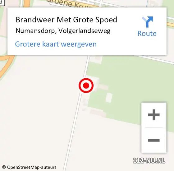 Locatie op kaart van de 112 melding: Brandweer Met Grote Spoed Naar Numansdorp, Volgerlandseweg op 22 augustus 2023 10:35