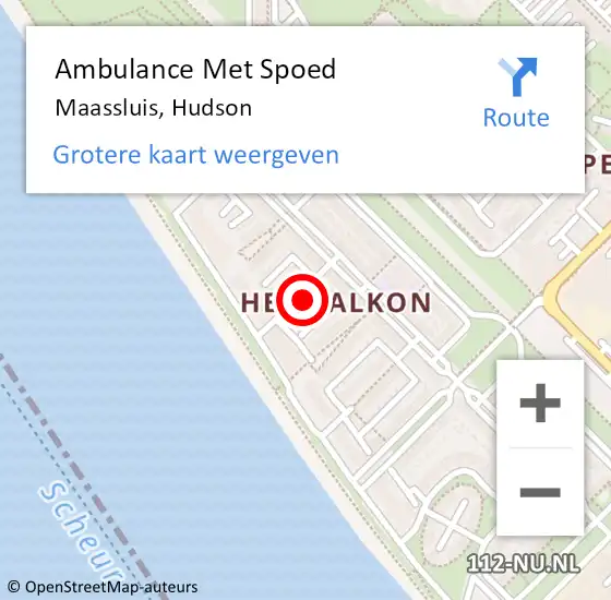 Locatie op kaart van de 112 melding: Ambulance Met Spoed Naar Maassluis, Hudson op 22 augustus 2023 10:43