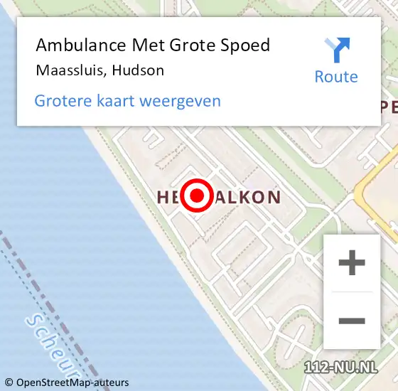 Locatie op kaart van de 112 melding: Ambulance Met Grote Spoed Naar Maassluis, Hudson op 22 augustus 2023 10:49