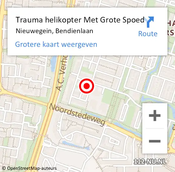 Locatie op kaart van de 112 melding: Trauma helikopter Met Grote Spoed Naar Nieuwegein, Bendienlaan op 22 augustus 2023 11:00