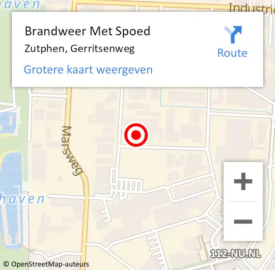 Locatie op kaart van de 112 melding: Brandweer Met Spoed Naar Zutphen, Gerritsenweg op 22 augustus 2023 11:04