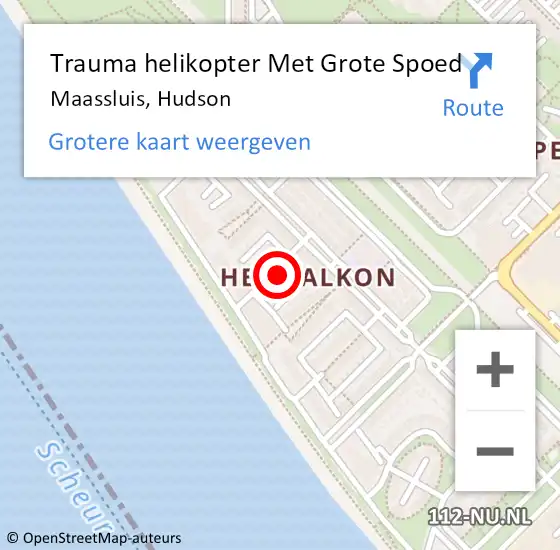 Locatie op kaart van de 112 melding: Trauma helikopter Met Grote Spoed Naar Maassluis, Hudson op 22 augustus 2023 11:04