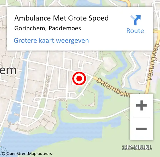 Locatie op kaart van de 112 melding: Ambulance Met Grote Spoed Naar Gorinchem, Paddemoes op 22 augustus 2023 11:25