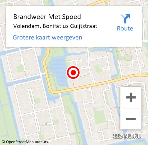 Locatie op kaart van de 112 melding: Brandweer Met Spoed Naar Volendam, Bonifatius Guijtstraat op 22 augustus 2023 11:33