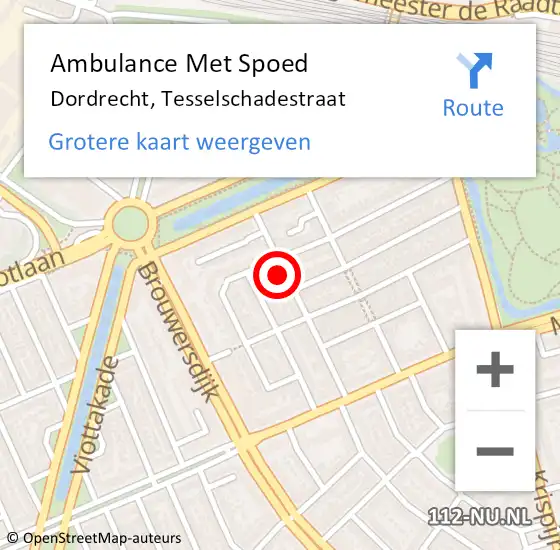 Locatie op kaart van de 112 melding: Ambulance Met Spoed Naar Dordrecht, Tesselschadestraat op 22 augustus 2023 11:37