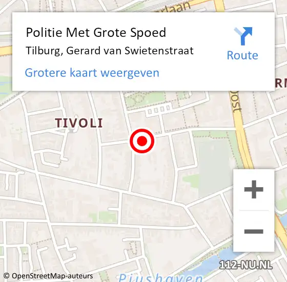 Locatie op kaart van de 112 melding: Politie Met Grote Spoed Naar Tilburg, Gerard van Swietenstraat op 22 augustus 2023 11:46