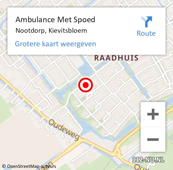 Locatie op kaart van de 112 melding: Ambulance Met Spoed Naar Nootdorp, Kievitsbloem op 22 augustus 2023 12:01