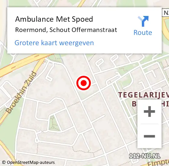 Locatie op kaart van de 112 melding: Ambulance Met Spoed Naar Roermond, Schout Offermanstraat op 22 augustus 2023 12:02