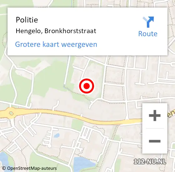 Locatie op kaart van de 112 melding: Politie Hengelo, Bronkhorststraat op 22 augustus 2023 12:06