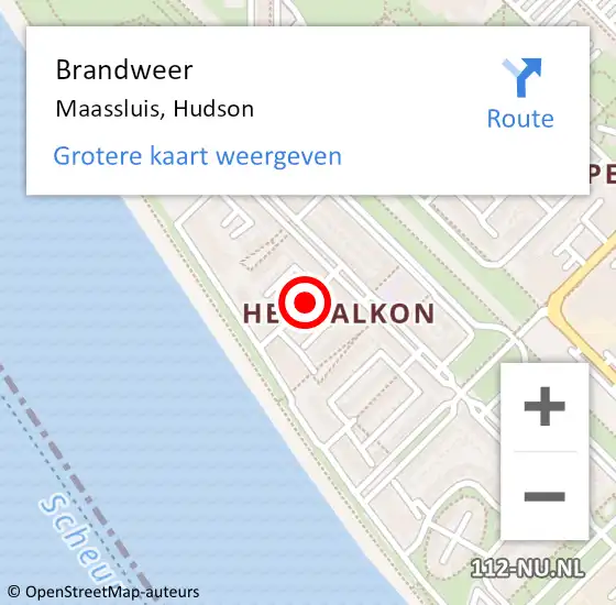 Locatie op kaart van de 112 melding: Brandweer Maassluis, Hudson op 22 augustus 2023 12:07