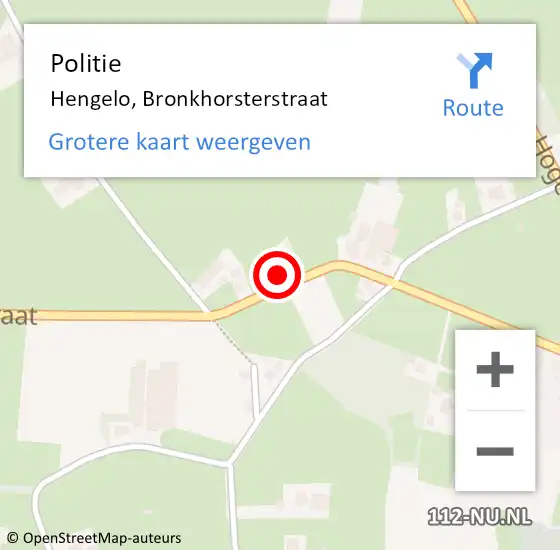 Locatie op kaart van de 112 melding: Politie Hengelo, Bronkhorsterstraat op 22 augustus 2023 12:09