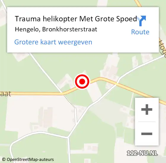 Locatie op kaart van de 112 melding: Trauma helikopter Met Grote Spoed Naar Hengelo, Bronkhorsterstraat op 22 augustus 2023 12:11