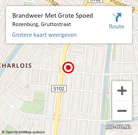 Locatie op kaart van de 112 melding: Brandweer Met Grote Spoed Naar Rozenburg, Gruttostraat op 22 augustus 2023 12:21