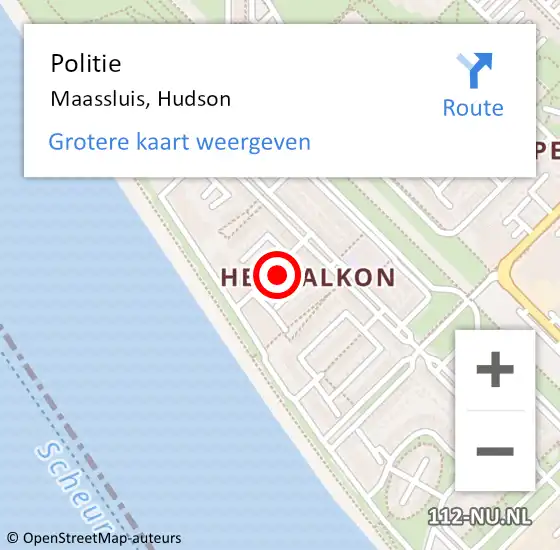 Locatie op kaart van de 112 melding: Politie Maassluis, Hudson op 22 augustus 2023 12:23