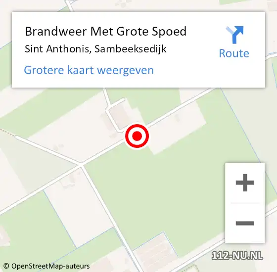 Locatie op kaart van de 112 melding: Brandweer Met Grote Spoed Naar Sint Anthonis, Sambeeksedijk op 22 augustus 2023 12:30